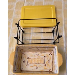 Temptations Old World 1.5 QT Presentable Ovenware Baking Dish‎ Rack Lid